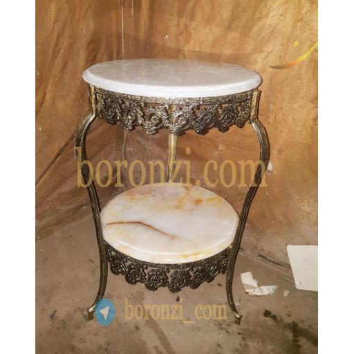 میز تلفن برنزی دو طبقه مدل یاس کج