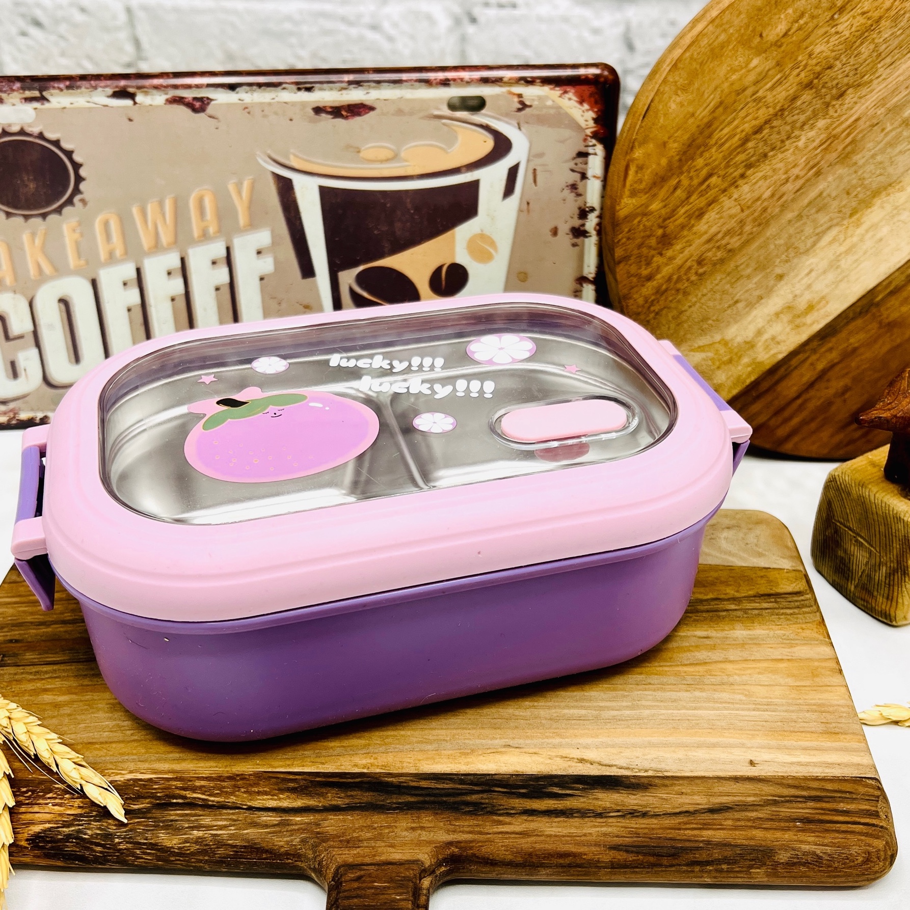 ظرف غذا دو قسمتی مدل میوه ای رنگ بنفش