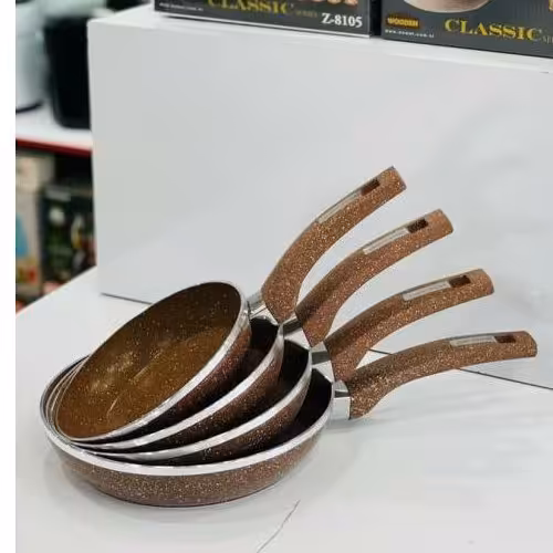 ست ماهیتابه گرانیتی زیو 4 عددی دسته کائوچویی