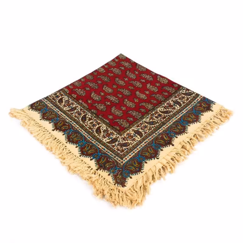 رومیزی قلمکار اعلاء زمینه قرمز (80 در 80 سانت)