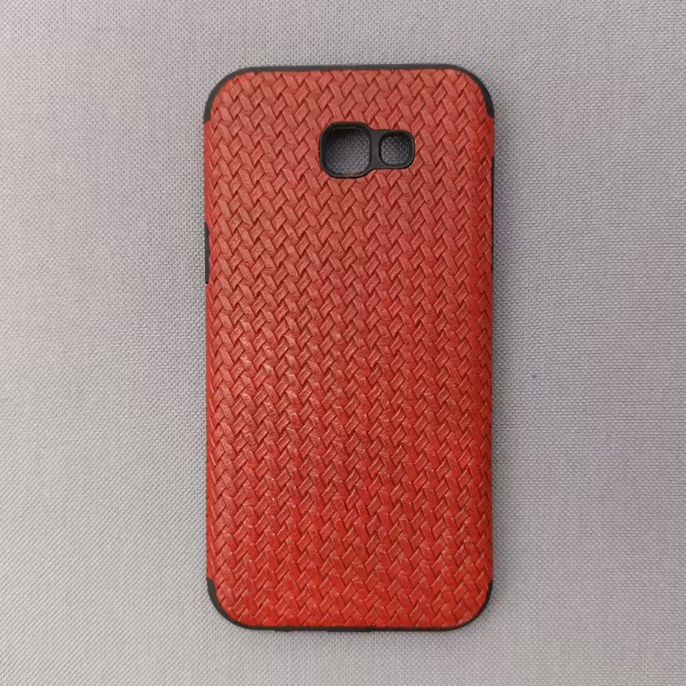 گارد  -  قاب  -  کاور چرمی مدل بافت رنگ قرمز مناسب برای سامسونگ Galaxy a720 (A 720) - A7 2017