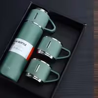 فلاسک 3 لیوان کادویی گنجایش 0.5 لیتر رنگ سبز  کد1