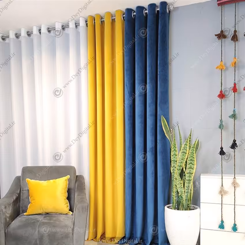 پرده مخمل پانچی ساده و شیک