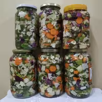 ترشی مخلوط گل کلم قرمز،گل کلم سفید،هویج،کرفس،نعنا،سیر ،شلغم محلی