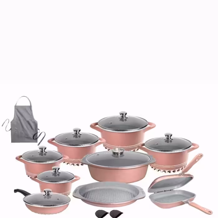 سرویس قابلمه 20 پارچه مارک مارک اونلی وانMGS Only 1 (رنگ رُزگلد) چدن گرانیت ارسال رایگان 