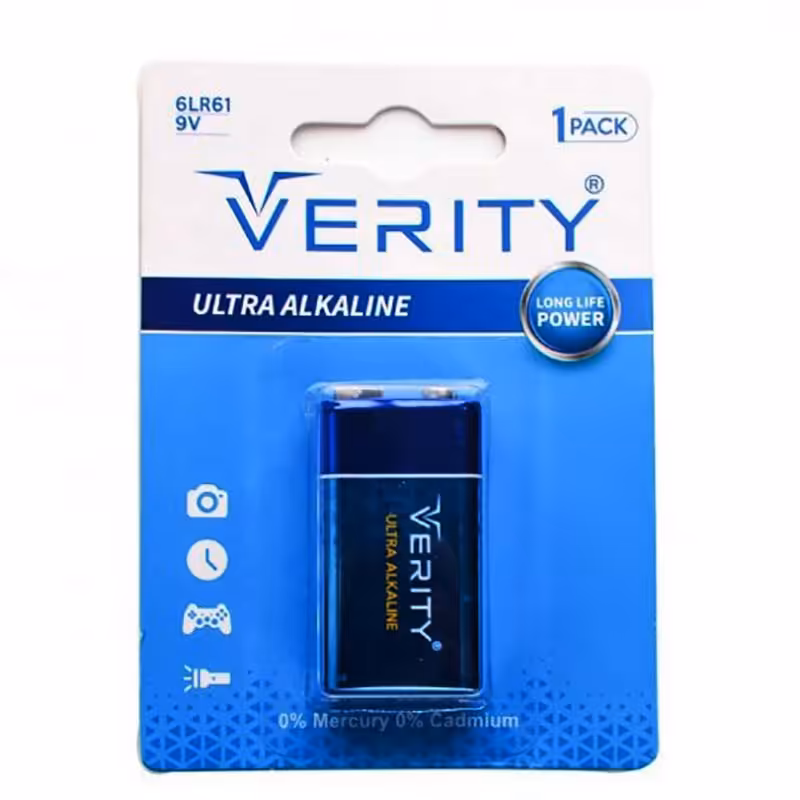 باتری کتابی 9 ولت وریتی Verity Ultra Alkaline 6LR61