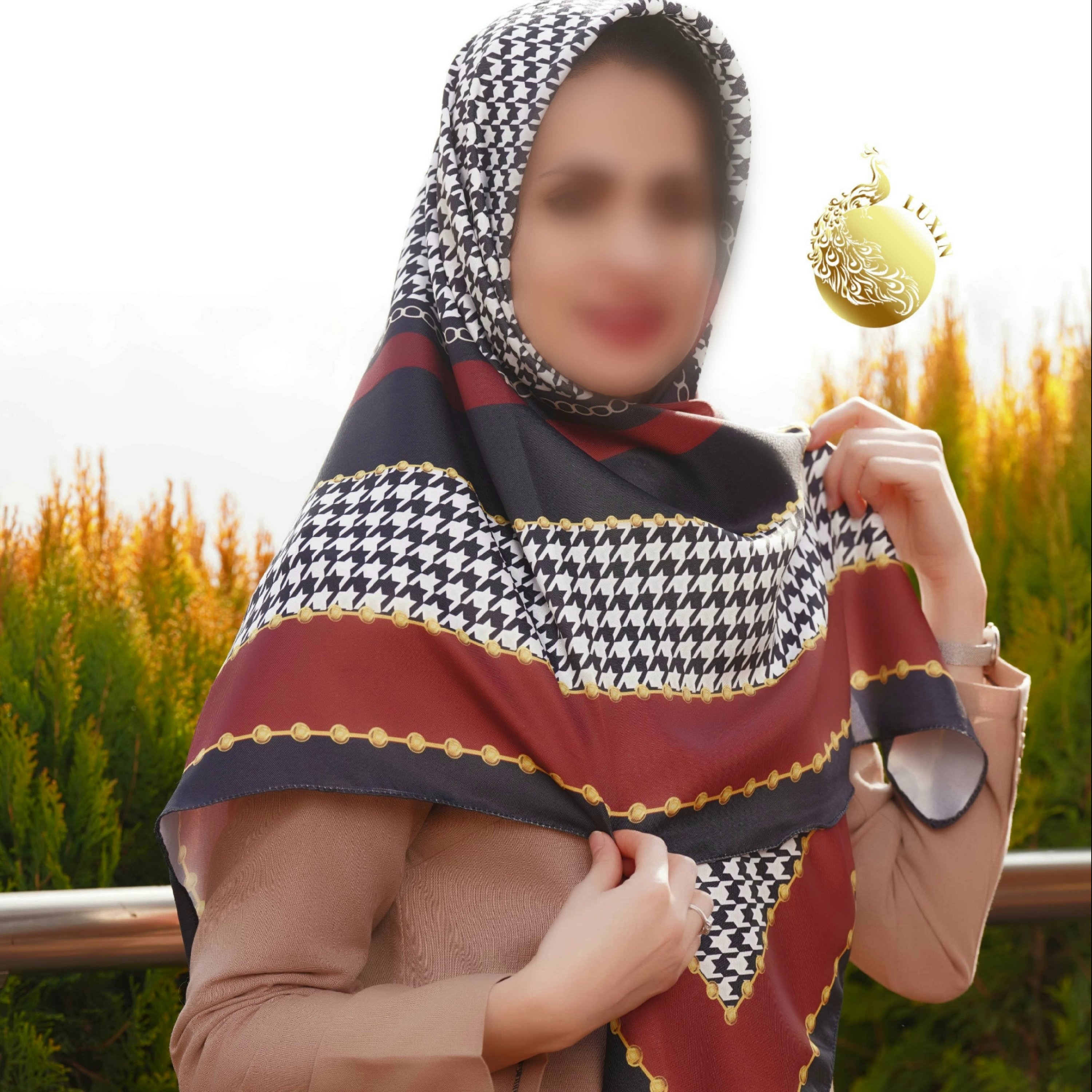 روسری زرشکی مشکی پیچازی