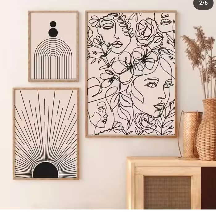 تابلو نقاشی مینیمال 3شیک و لاکچری تماما کار دست 