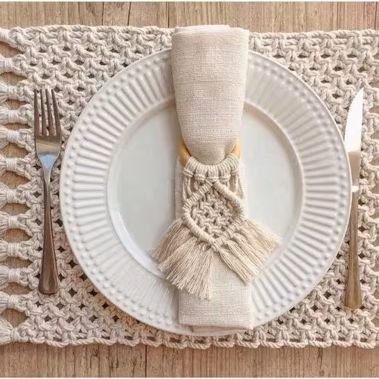 دیزاین بشقاب میزناهارخوری مکرومه اعلا سایز 16 سانتی متر رنگ دلخواه