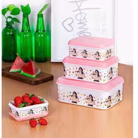 ظرف غذا رزمن فریزری مستطیل درب دار 8پارچه ظرف درب دار ظرف نگهدارنده غذا در یخچال