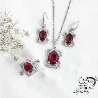 نیمست نقره 925عیار نگین قرمز (طرح یاقوت سرخ) کد 17289