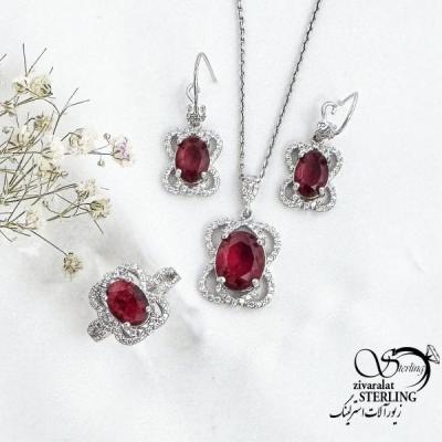 نیمست نقره 925عیار نگین قرمز (طرح یاقوت سرخ) کد 17289