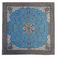 رومیزی ترمه مربعی شکل آبی