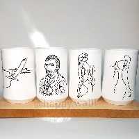 جامدادی رومیزی مینیمال سفید جای لوازم آرایش دکوری گلدان گل خشک به صورت تک یا ست چهارتایی