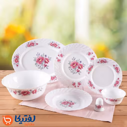 سرویس غذاخوری رزالین صورتی پارس اپال 6 نفره 28 پارچه کد 411
