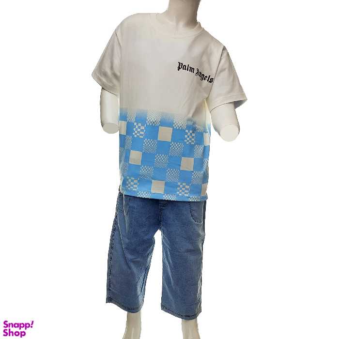 ست تیشرت و شلوارک کد 133 رنگ آبی