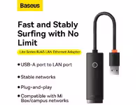 مبدل یواس‌بی به پورت شبکه بیسوس Baseus Ethernet Adapter USB to RJ45 LAN Port WKQX000001