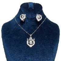 نیمست نقره 925 با روکش طلا سفید مدل جغد کد 7