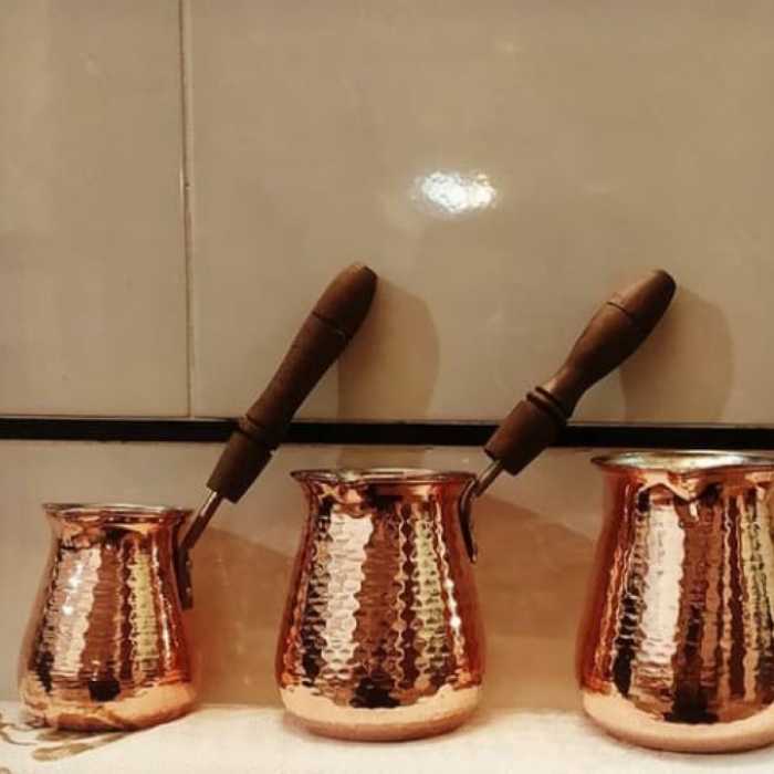 قهوه جوش  دسته چوبی کوچک 3 کاپ ضخیم و باکیفیت