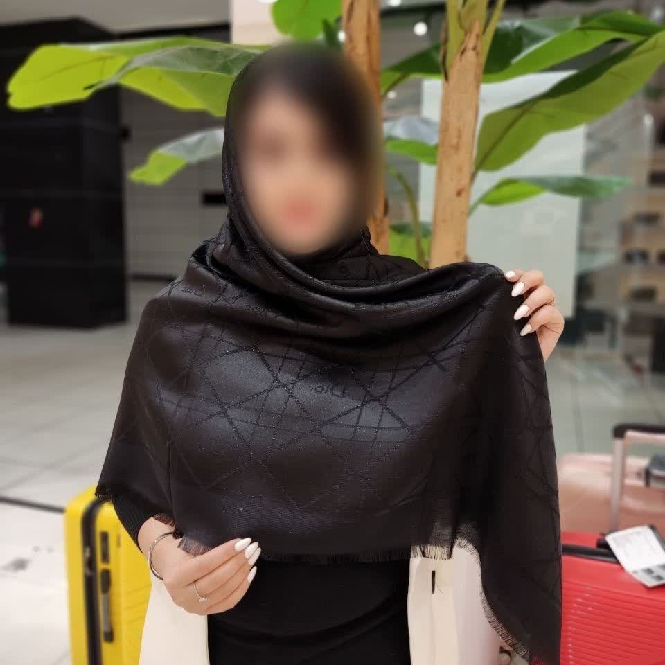 روسری ژاکارد مشکی دورو قواره بلند مجلسی روسری نخ ابریشم
