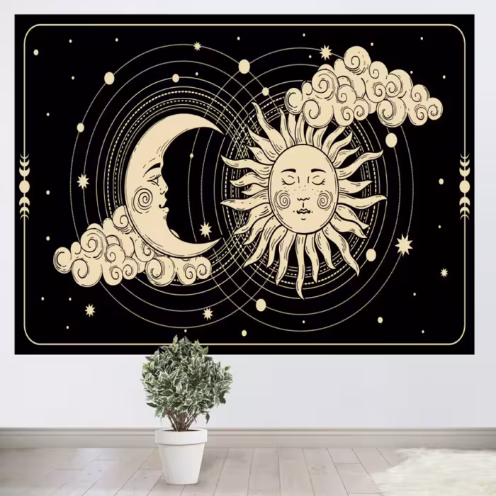 پوستر پارچه ای طرح تپستری ماه و خورشید کد 019