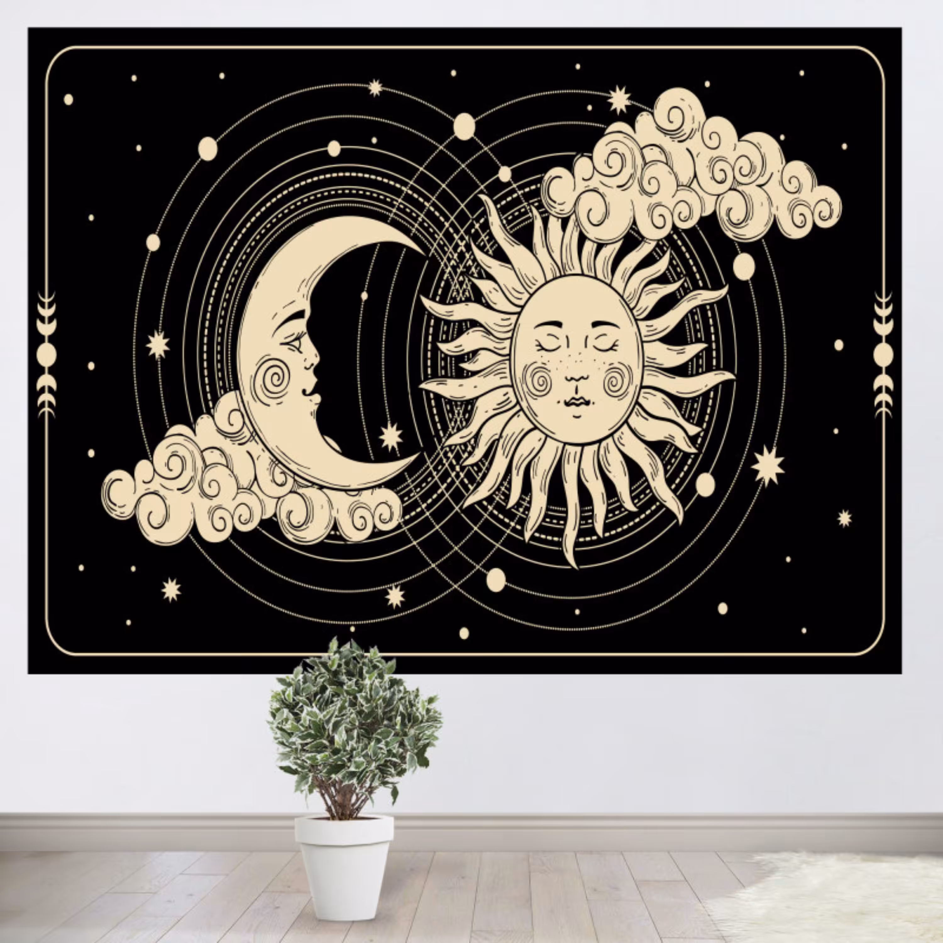 پوستر پارچه ای طرح تپستری ماه و خورشید کد 019
