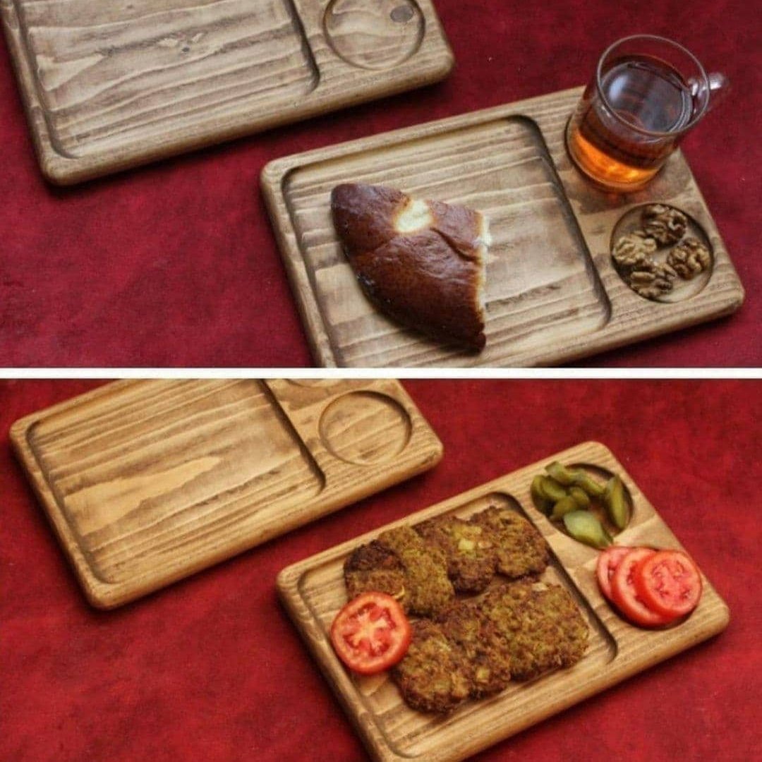 سینی سرو عصرانه چوبی دو نفره