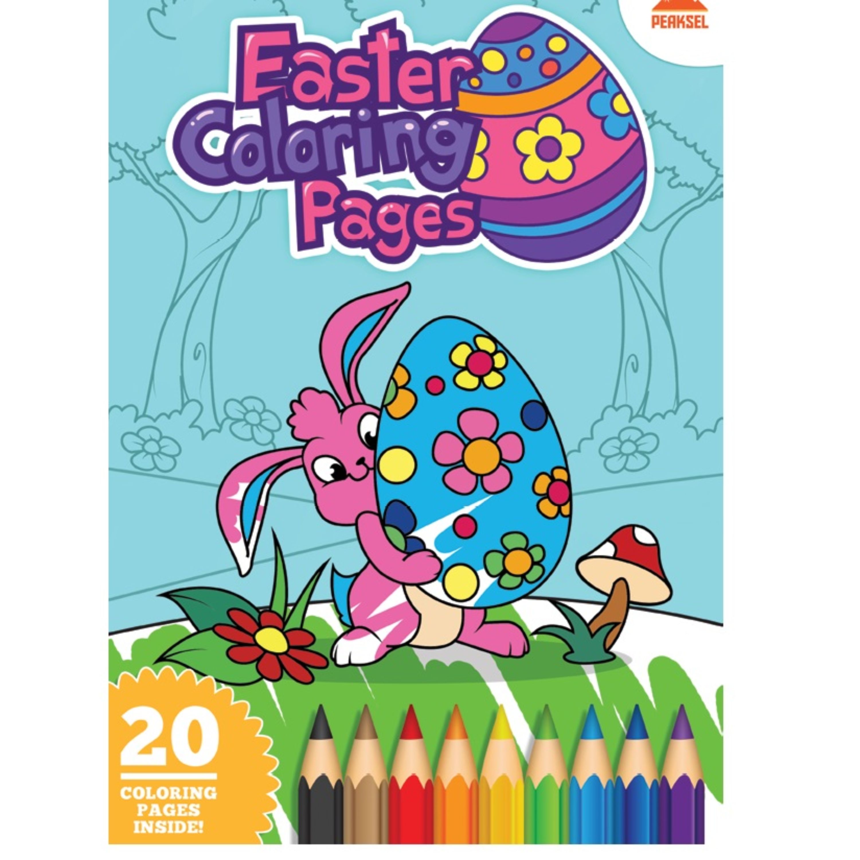 دفتر رنگ آمیزی کودک طرح عید پاک. خرگوش و تخم مرغ