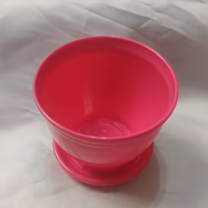 گلدان پلاستیکی مدل کلاسیک سایز 10 رنگ سرخابی با زیرگلدانی