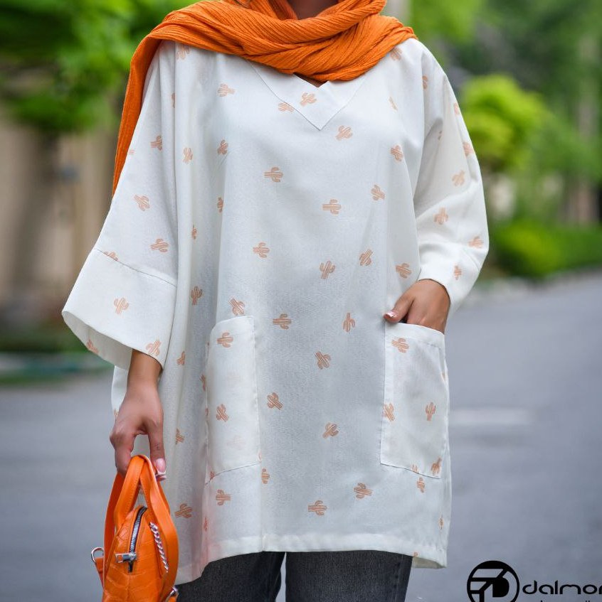 مانتو جلو بسته سفید تابستانی