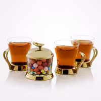 سرویس چایخوری تک استیل مدل لوپ (طلایی براق)