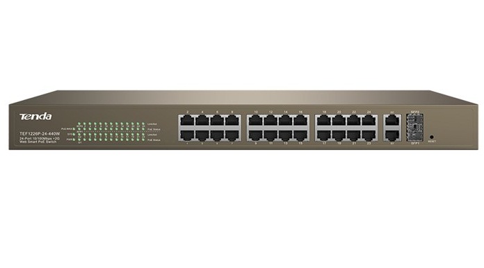 سوئیچ 24 پورت PoE تندا مدل تی ای اف 1226 پی 440 وات