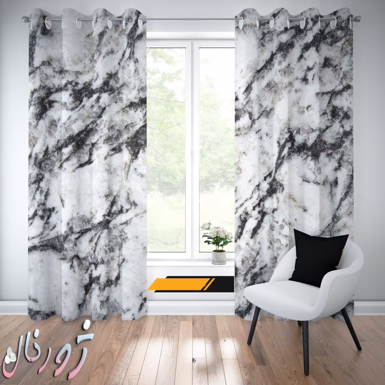 پرده چاپی  پانچ  طرح سنگ کد 1040