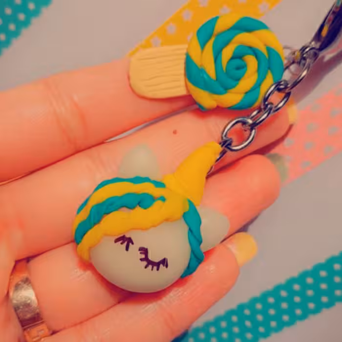 دم کلیدی و آویز کیف کیوت یونیکورن آب نباتی