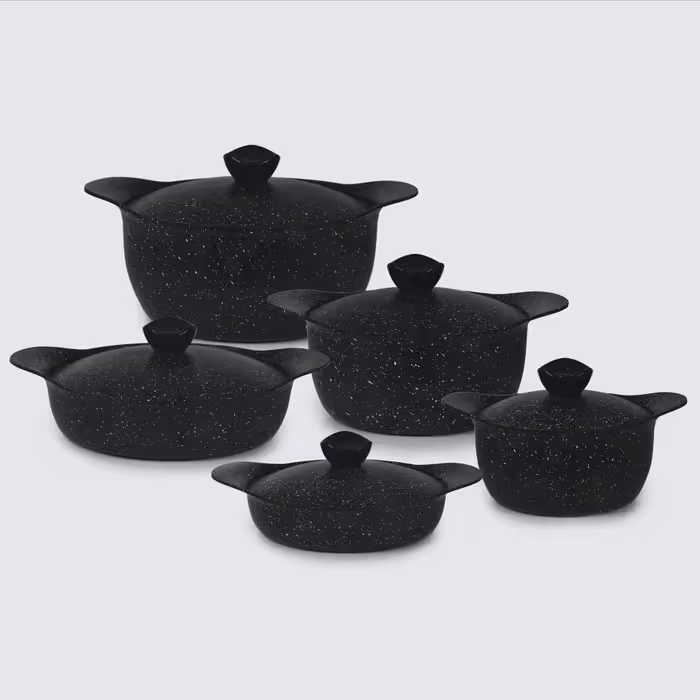 سرویس قابلمه 10 پارچه هاناتک دایکست (درب فلزی - کرمی، صورتی، طوسی، مشکی)