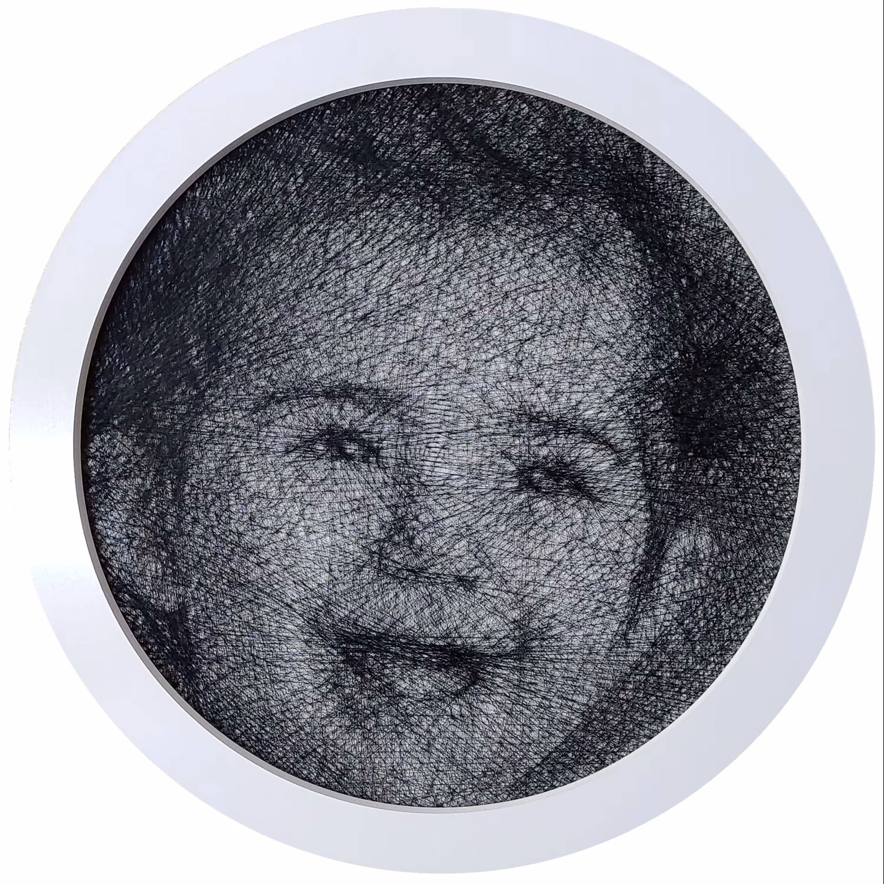 تابلو چهره نخ و میخ سفارشی اندازه 65 در 65 رنگ قاب سفید ارسال رایگان