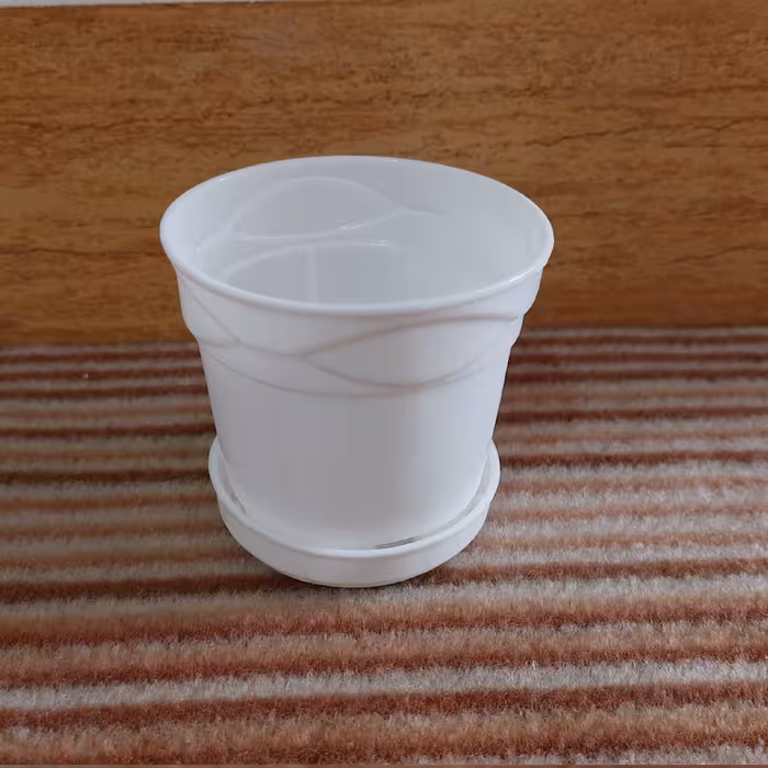 پک 15تایی گلدان گلپونه سفید با زیرگلدانی سایز 8 