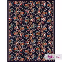 گلیم ماشینی یک در یک و نیم طرح  دنیا سرمه ای