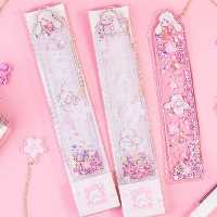 خط کش 15 cm فانتزی آکواریومی  و برک مارک اورجینال  In morning طرح خرگوش نشان کتاب و خط کش