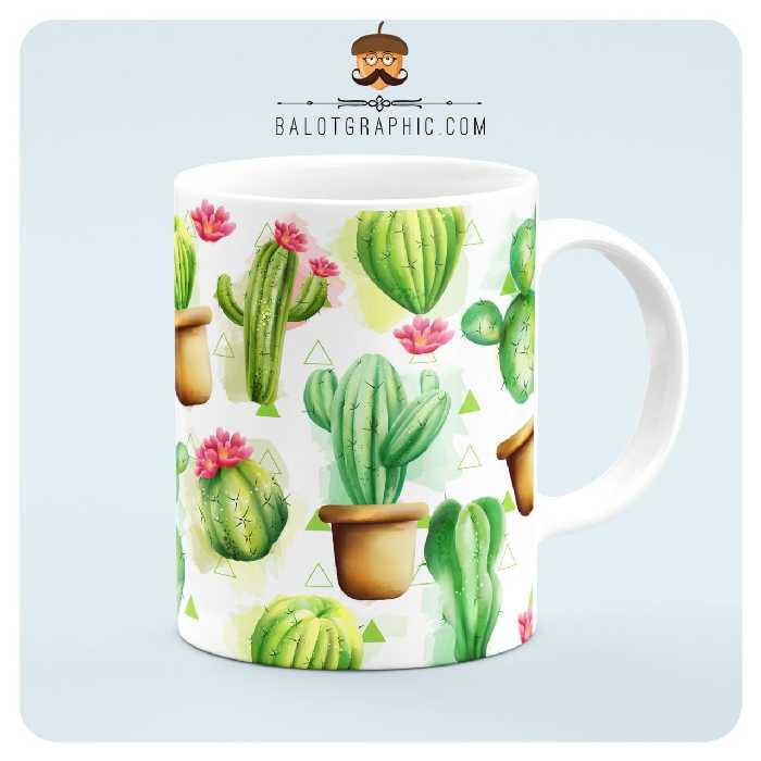 ماگ سرامیکی طرح کاکتوس کد BM125 بلوط گرافیک