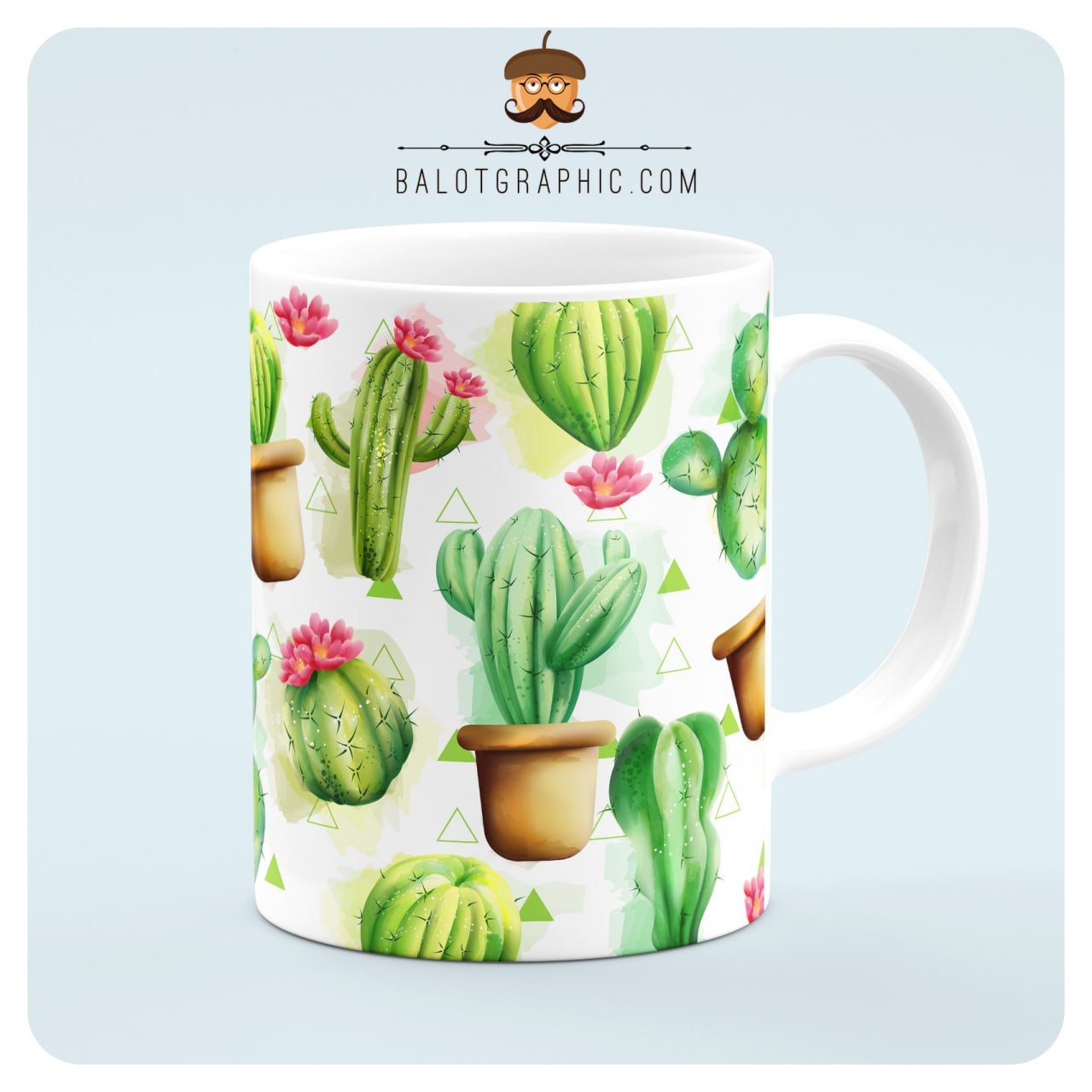 ماگ سرامیکی طرح کاکتوس کد BM125 بلوط گرافیک