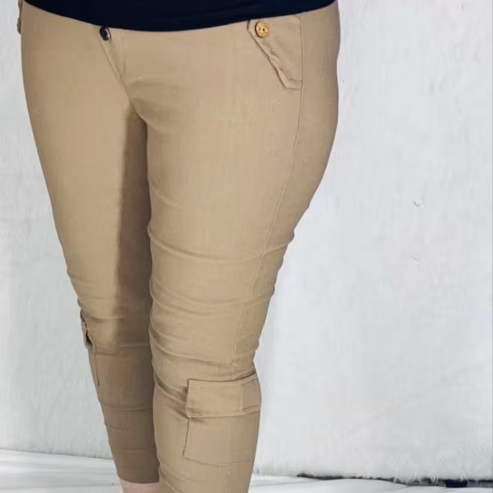 شلوار مام کارگو.شلوار زنانه.کتان کش.قد 95