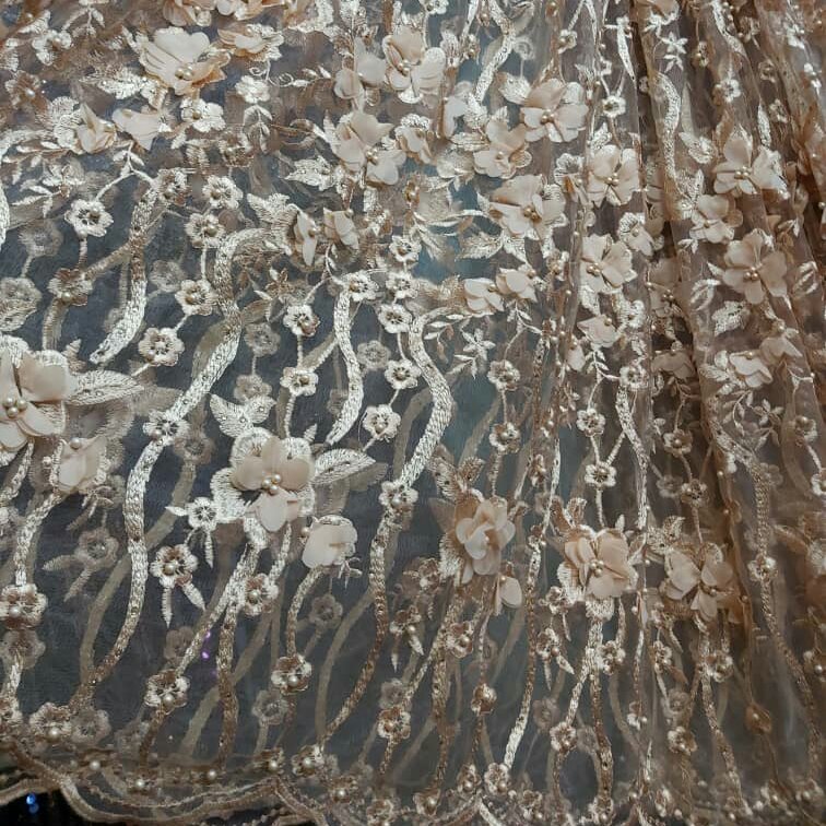 پارچه تور شکوفه دار مجلسی