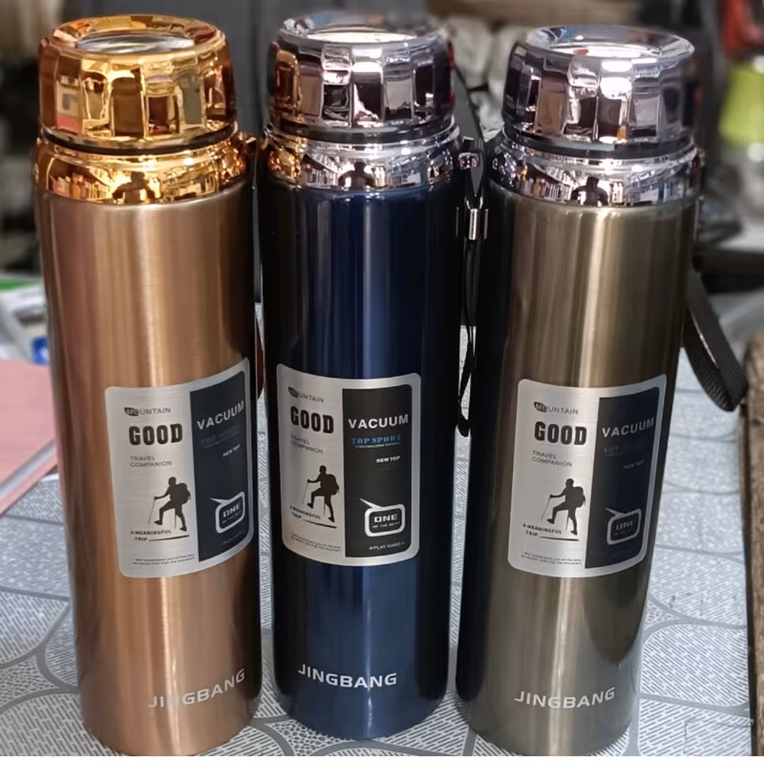 فلاسک  1 لیتری JINGBANG تمام استیل  وارداتی   کیفیت  درجه  1 تضمینی  مخصوص کوهنوردی  3 رنگ