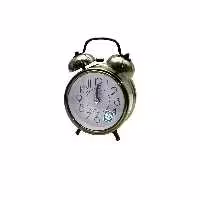 ساعت رومیزی استیل زنگ دار بژ صفحه سفید سایز کوچک