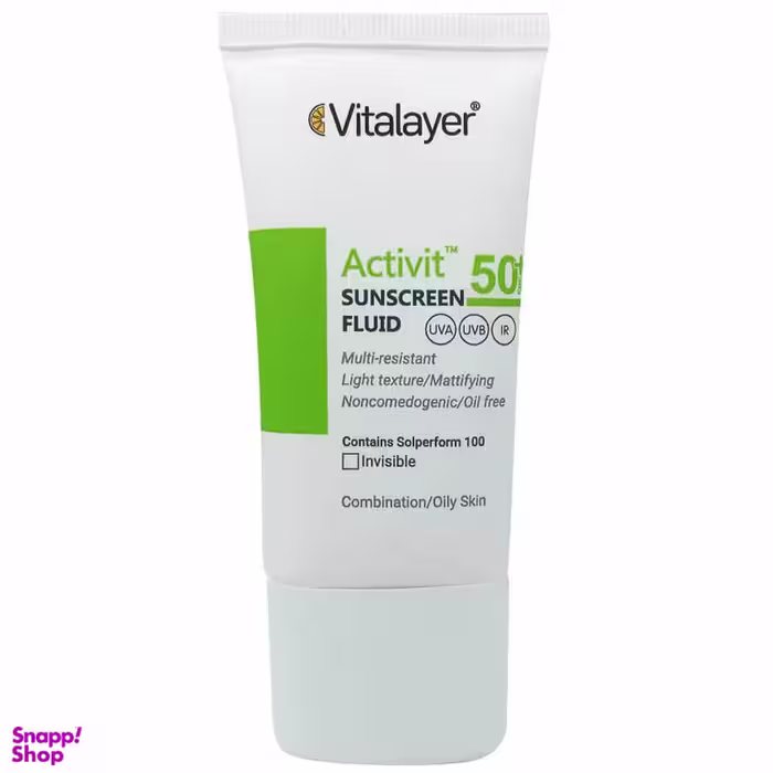 فلوئید ضد آفتاب بی رنگ ویتالیر مدل Active با +SPF50 حجم 50 میلی لیتر