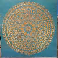 تابلو پتینه برجسته تکنیک پتینه طلایی و ورق طلا ابعاد60 در 60 