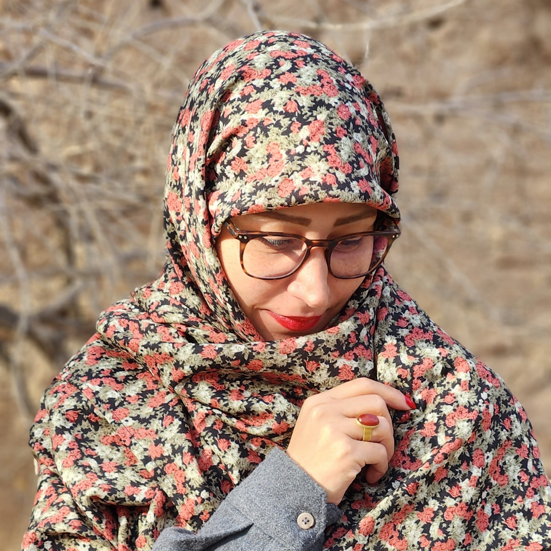روسری نخی گلدار قواره  140      