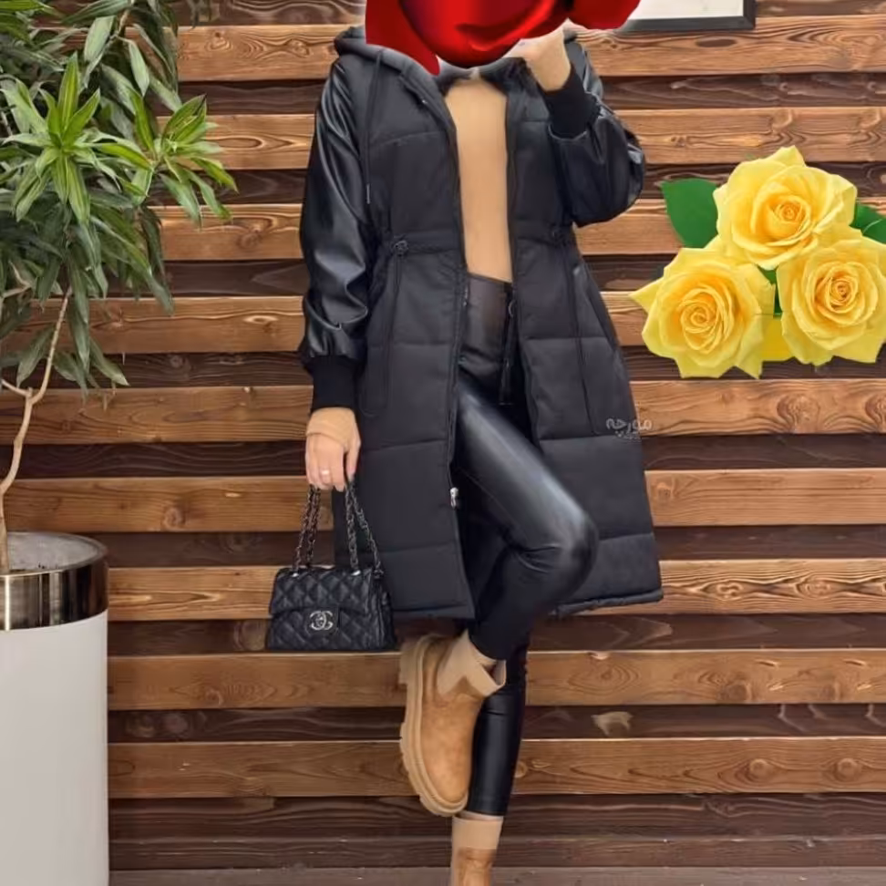 کاپشن آستین چرم 