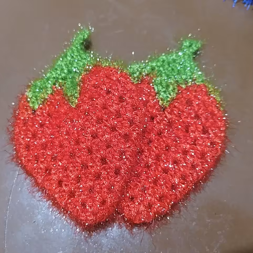 10 عدد اسکاج بافتنی ظرفشویی طرح توت فرنگی پرز دار